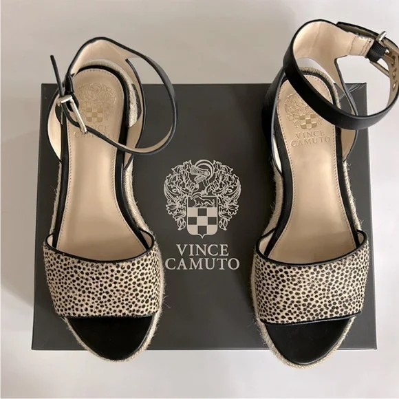 Vince Camuto Kathalia Sandal Espadrille in Natural Spotted Haircalf - Picture 9 of 11